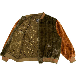 Kashani Olive/Whiskey Diamond Cut Mink Fur Bomber Jacket - Dudes Boutique