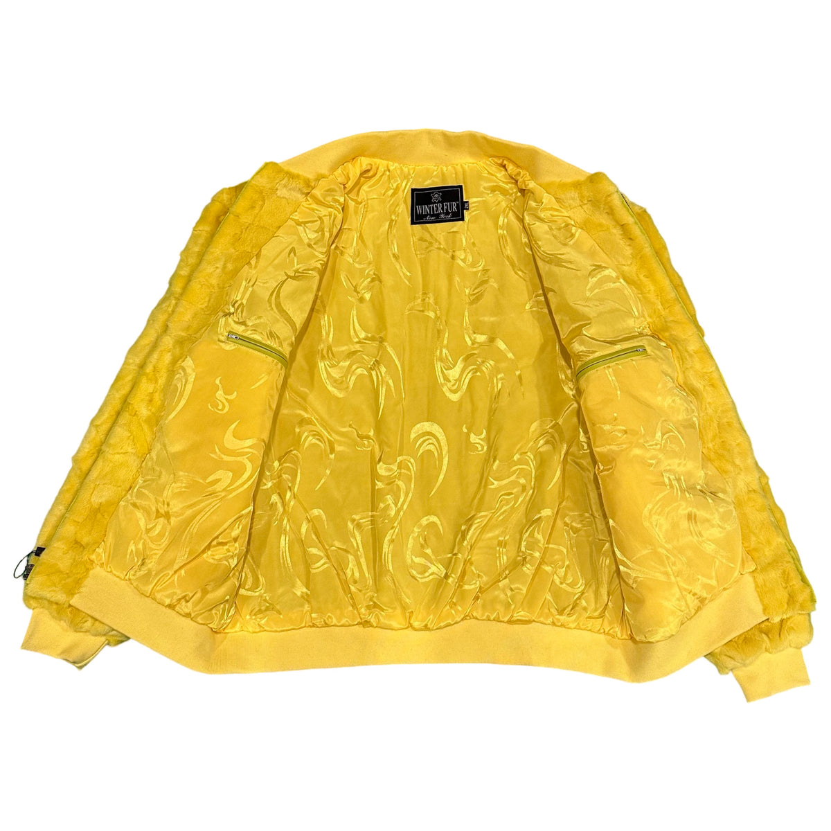 Kashani Yellow Diamond Cut Mink Fur Bomber Jacket - Dudes Boutique