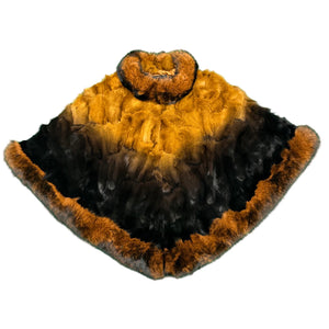 Kashani Women's Whiskey / Black Fox Fur Poncho - Dudes Boutique