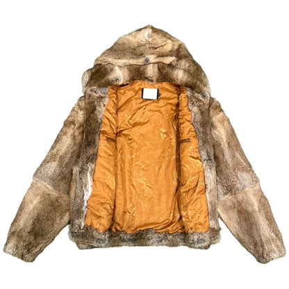 Kashani Men's Natural Rabbit Fur Hooded Bomber Jacket - Dudes Boutique