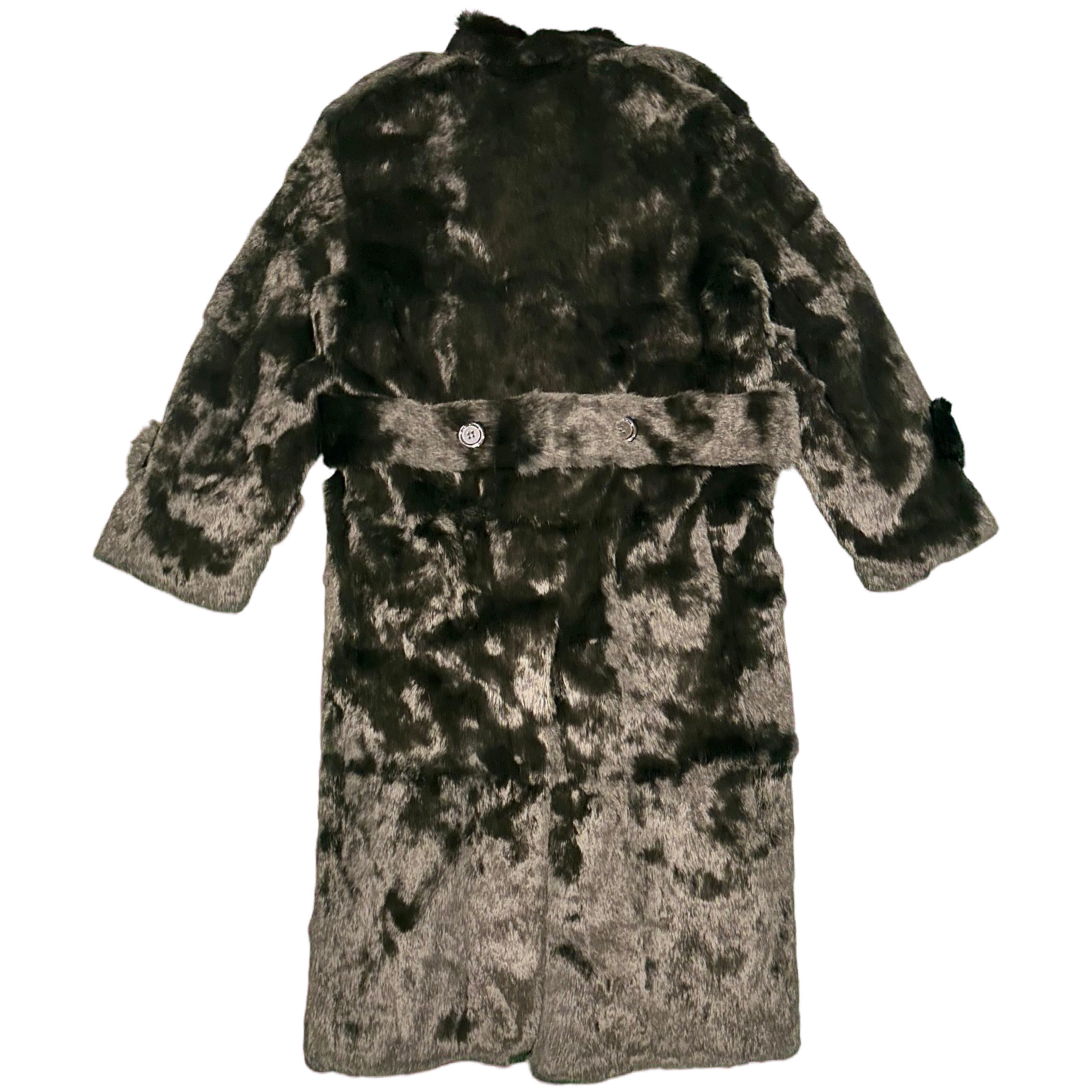 Kashani Men's Black Rabbit Fur Trench Coat - Dudes Boutique