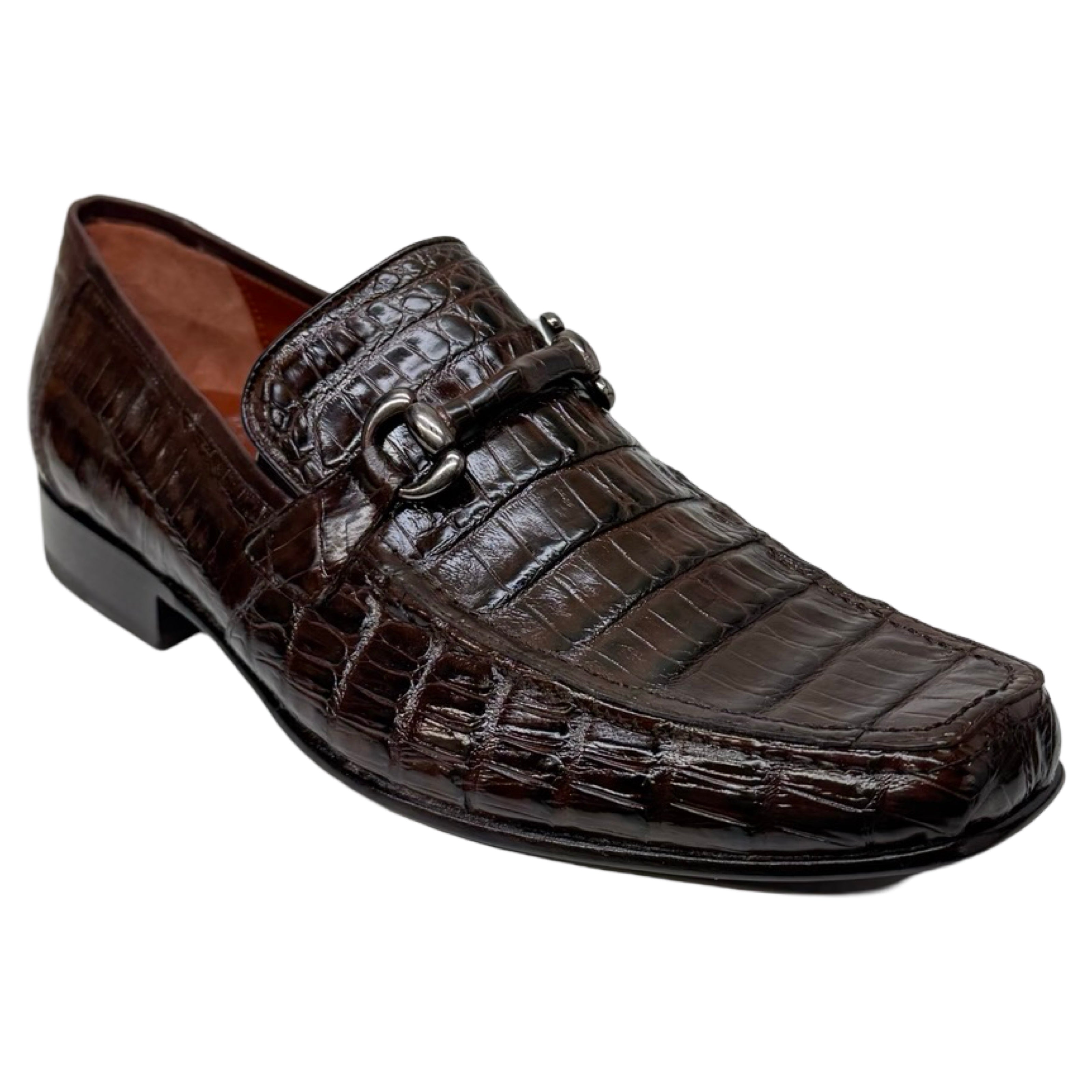 Los Altos Brown All-Over Crocodile Belly Loafers - Dudes Boutique