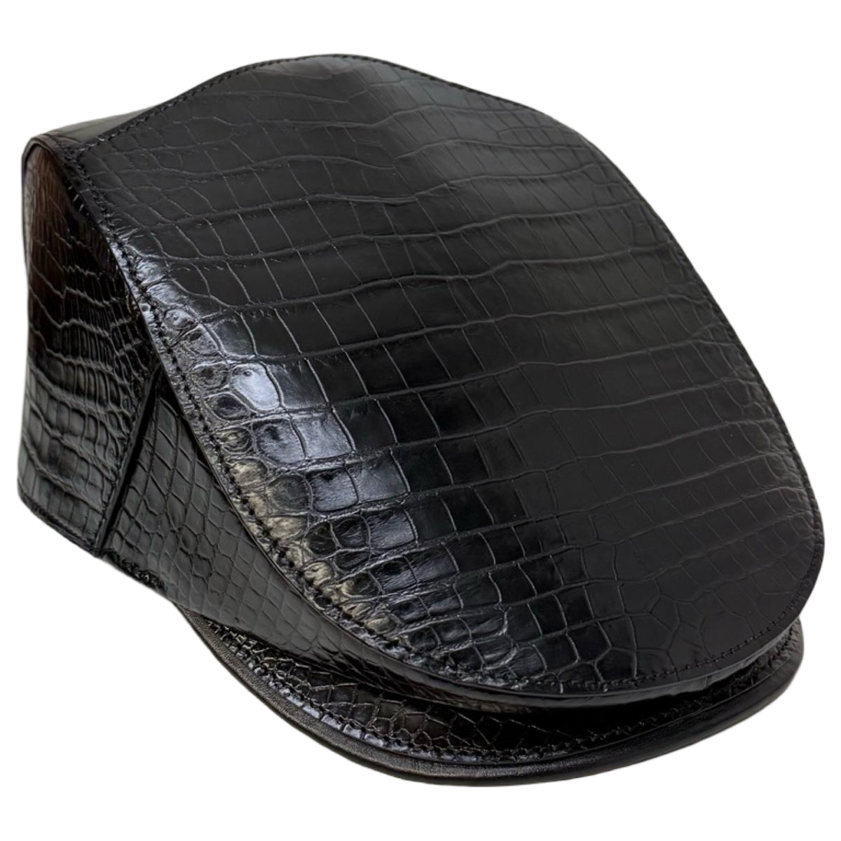Kashani Black Alligator Belly Herringbone Cap - Dudes Boutique