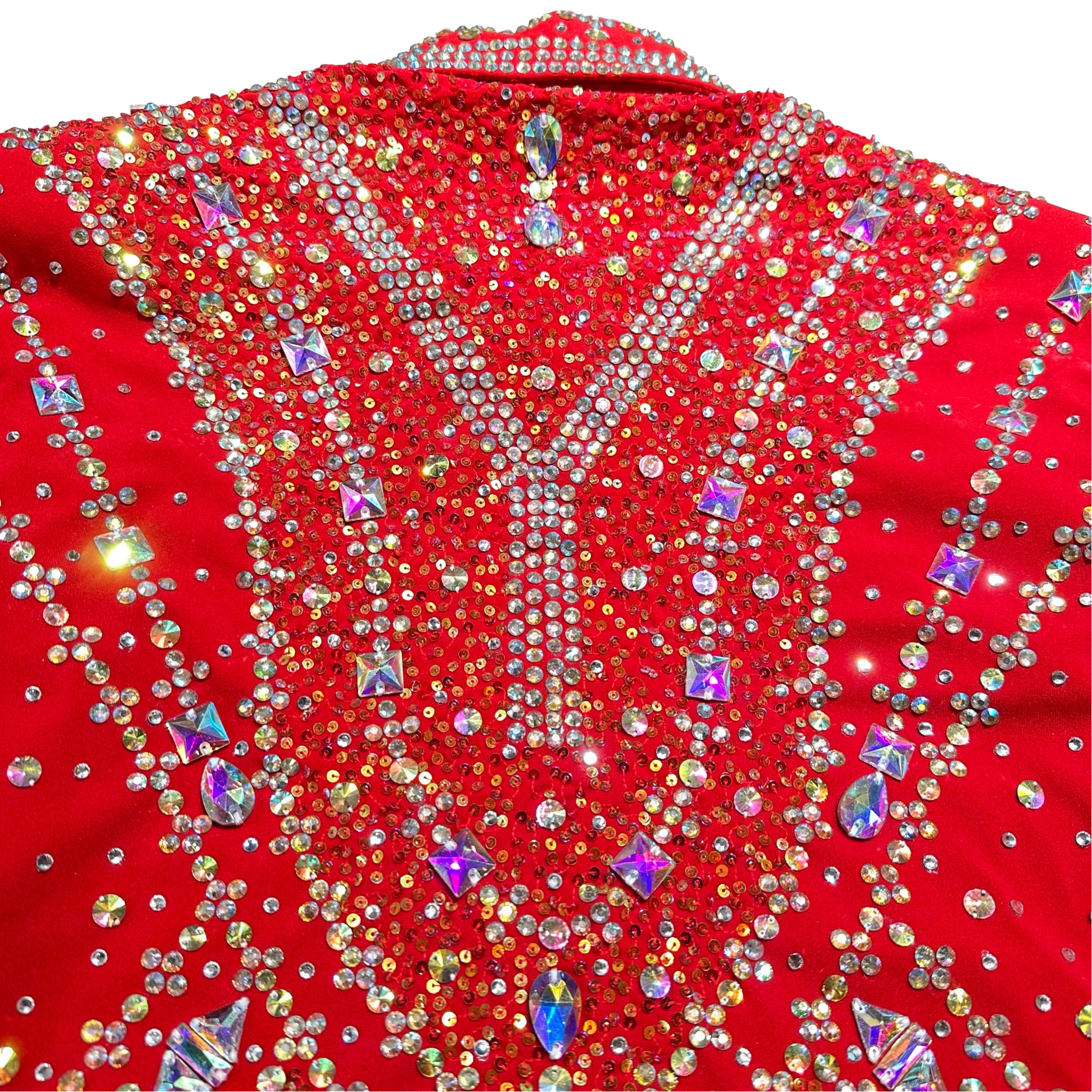 Kashani Red Crimson Silver Hyper Crystal Jacket - Dudes Boutique