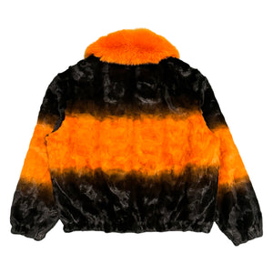 Kashani Faded Black/Orange Diamond Cut Mink Fox Collar Fur Coat - Dudes Boutique