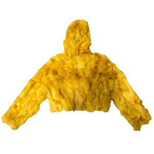 Kashani Ladies Yellow Hooded Fox Fur Coat - Dudes Boutique