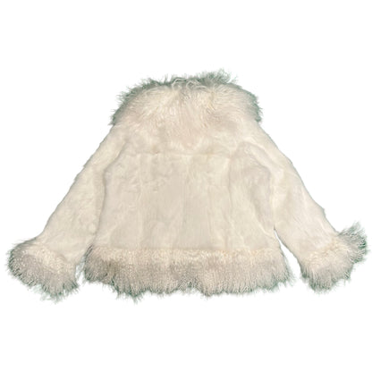 Kashani Women's White Rabbit / Mongolian Lamb Fur Jacket - Dudes Boutique