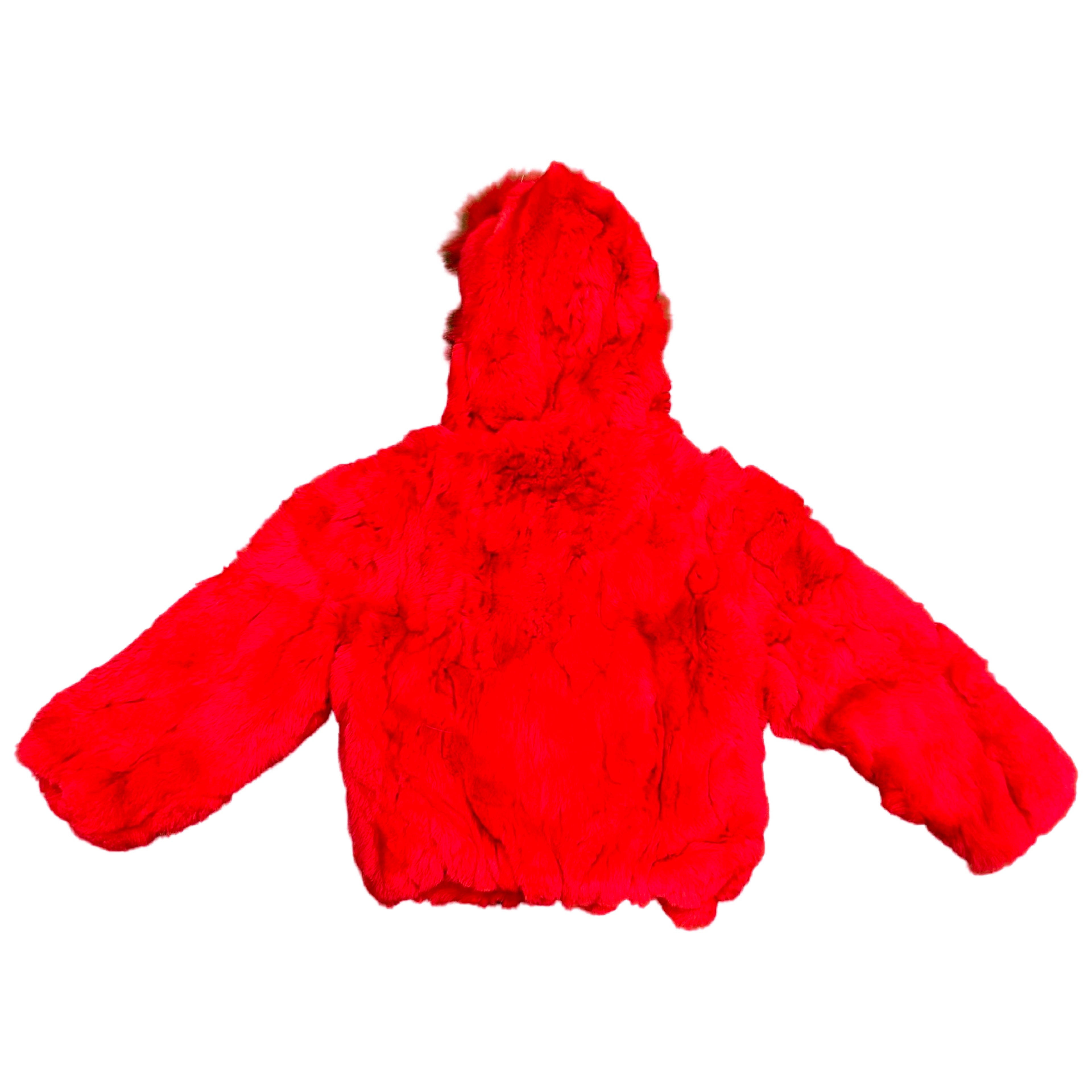 Kashani Kids Red Rabbit Fur Hooded Jacket - Dudes Boutique