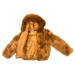 Kashani Kids Whiskey Rabbit Fur Hooded Jacket - Dudes Boutique