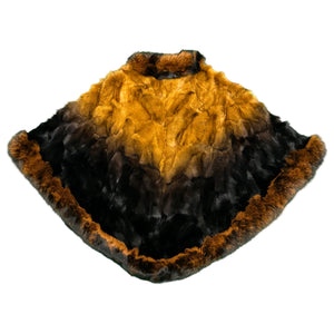 Kashani Women's Whiskey / Black Fox Fur Poncho - Dudes Boutique