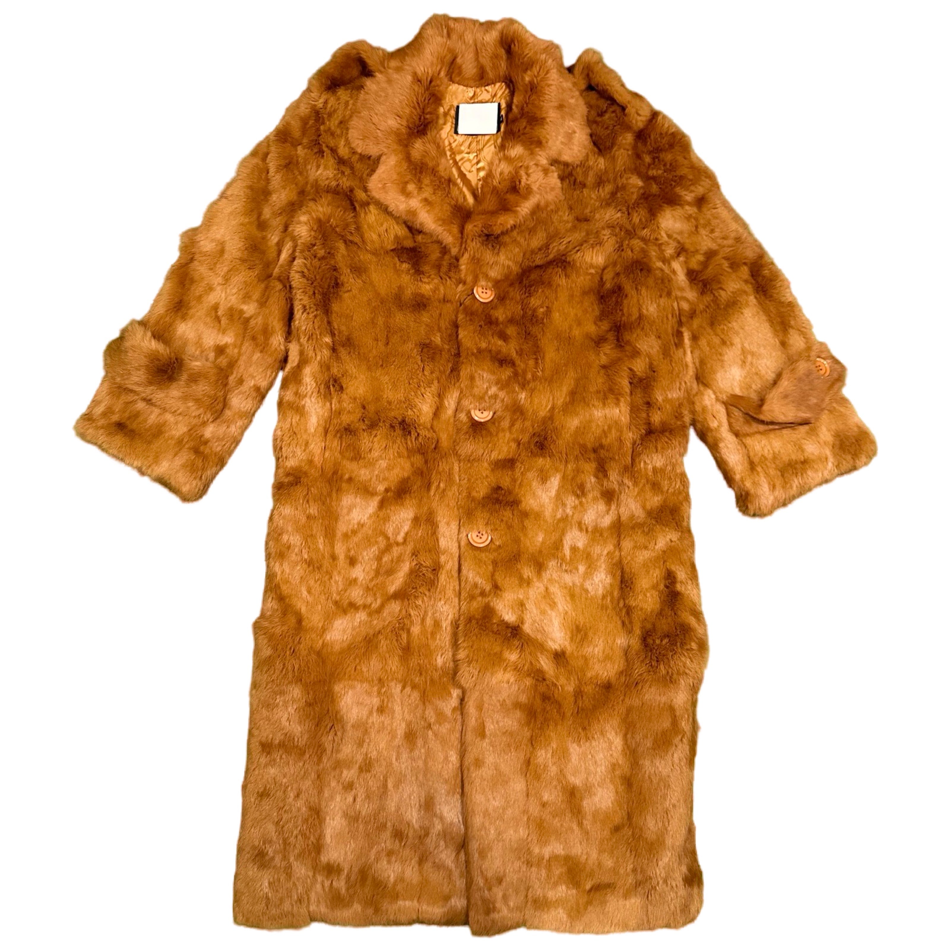 Kashani Men's Whiskey Rabbit Fur Trench Coat - Dudes Boutique