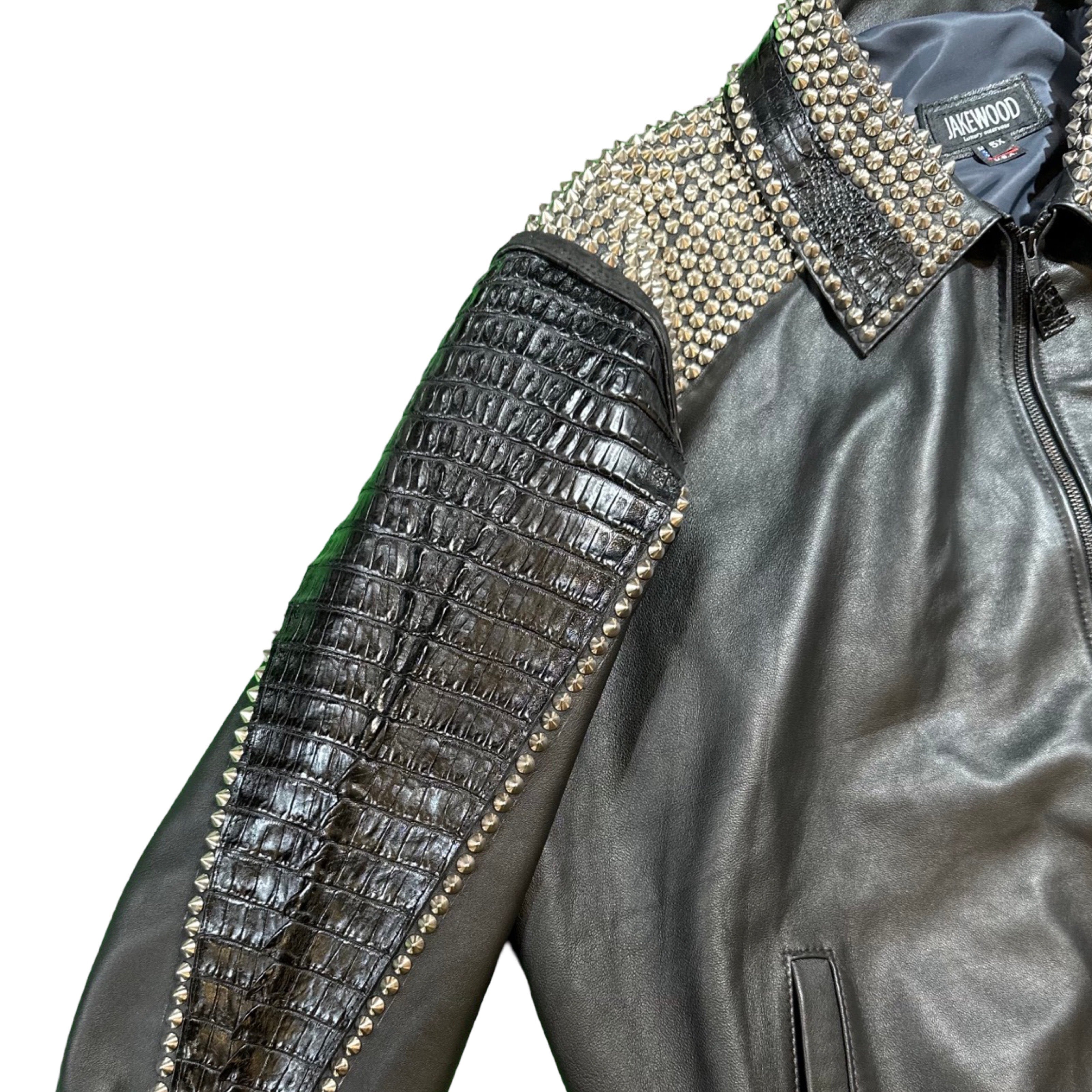 G Gator - Black Studded Crocodile Jacket - Dudes Boutique