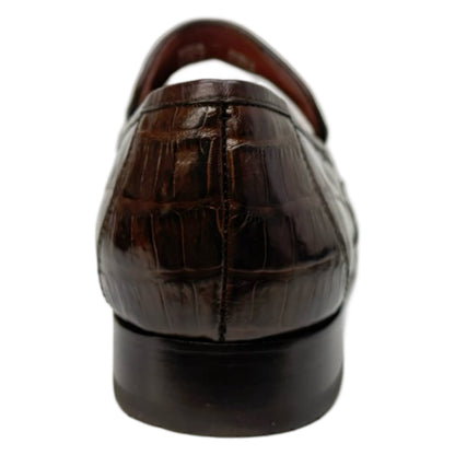 Los Altos Brown All-Over Crocodile Belly Loafers - Dudes Boutique