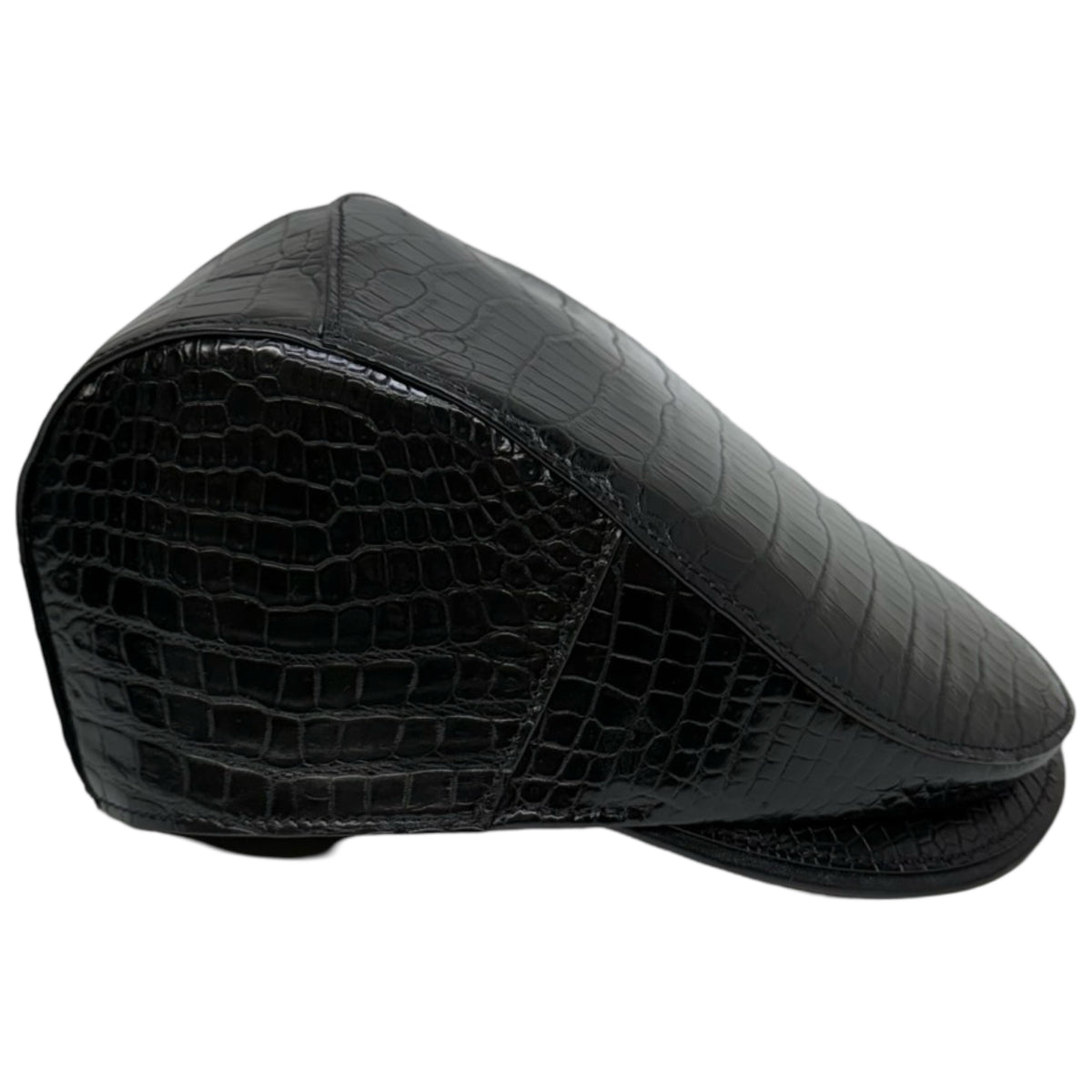 Kashani Black Alligator Belly Herringbone Cap - Dudes Boutique