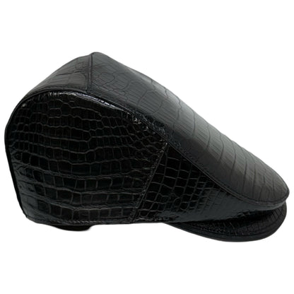 Kashani Black Alligator Belly Herringbone Cap - Dudes Boutique