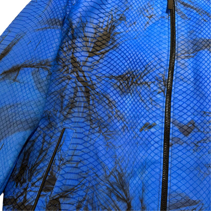 Kashani Royal Blue Laser Cut Python Bomber Jacket - Dudes Boutique
