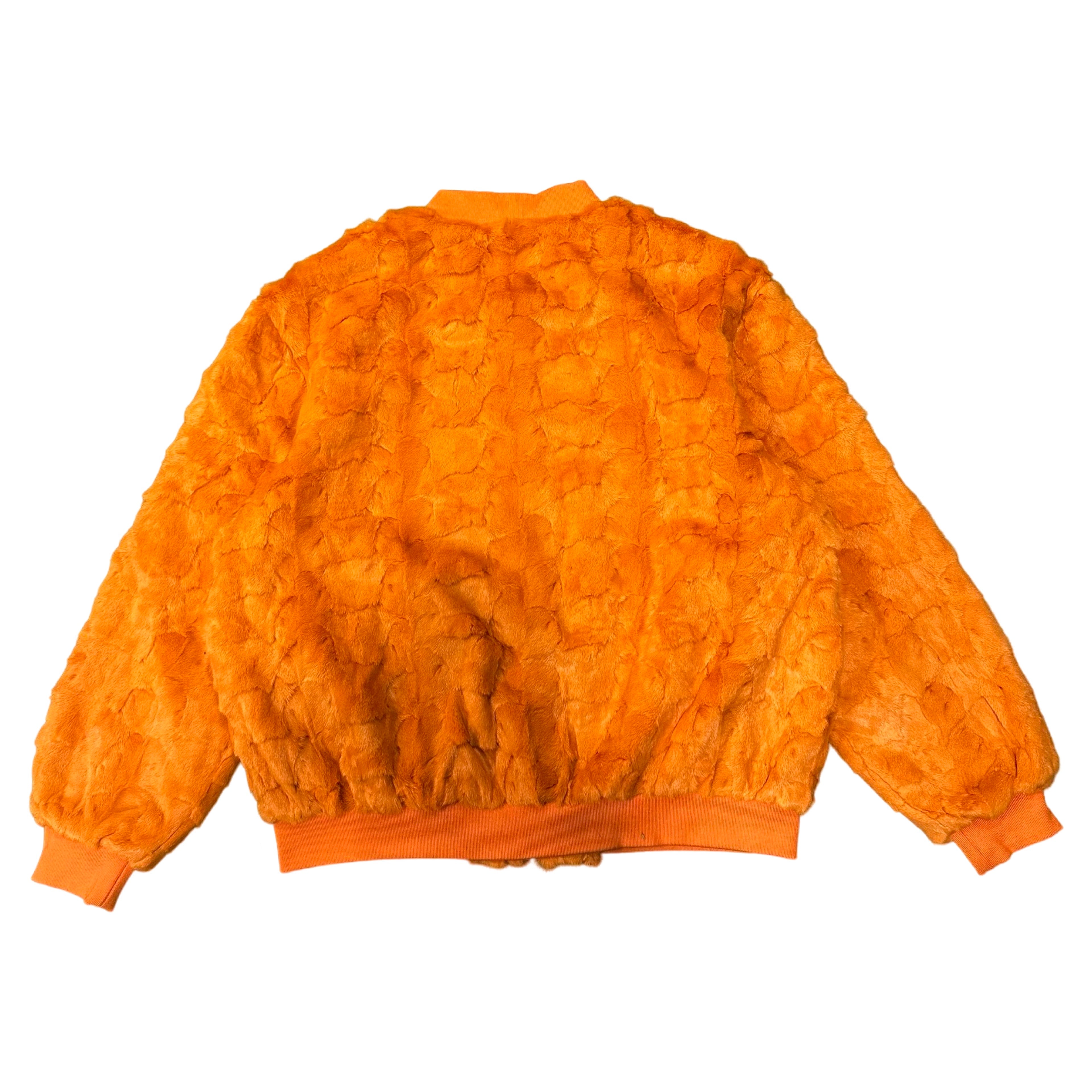 Kashani Orange Diamond Cut Mink Fur Bomber Jacket - Dudes Boutique