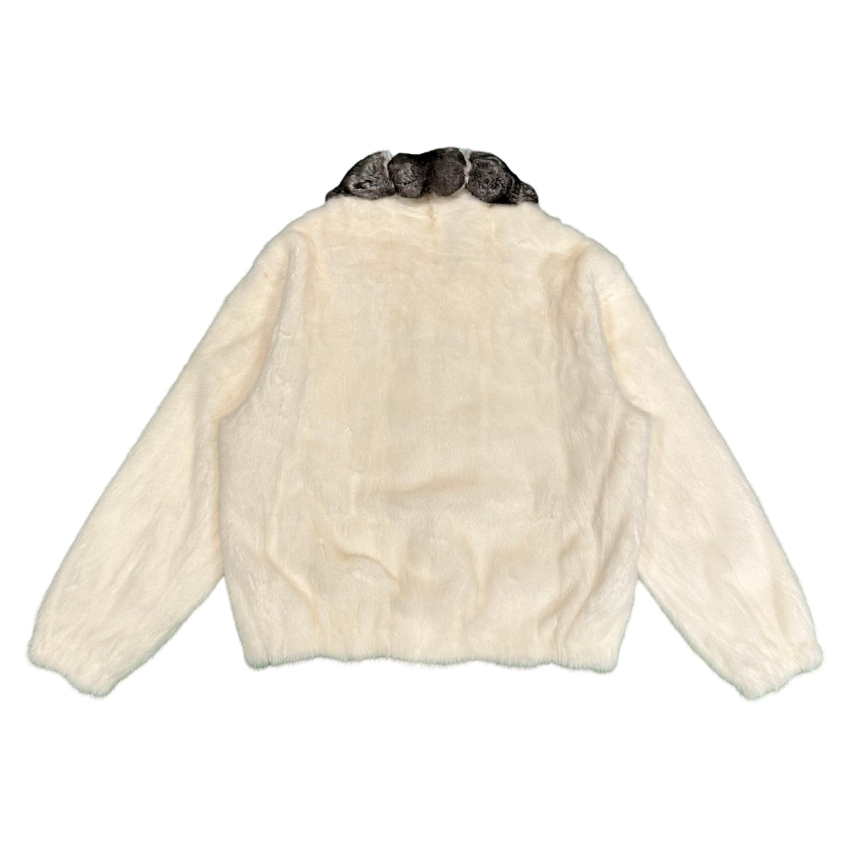 Kashani White Full Mink Chinchilla Collar Fur Jacket - Dudes Boutique