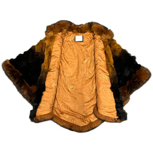 Kashani Women's Whiskey / Black Fox Fur Poncho - Dudes Boutique