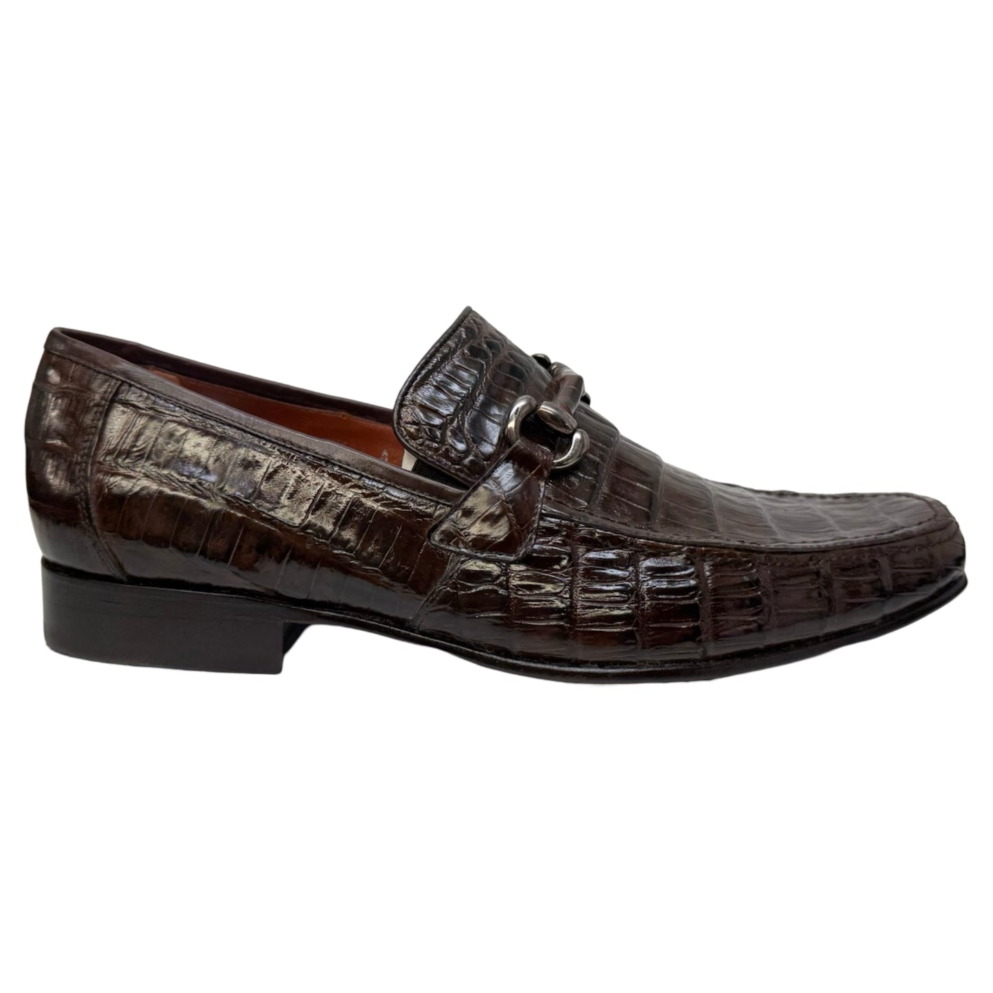 Los Altos Brown All-Over Crocodile Belly Loafers - Dudes Boutique