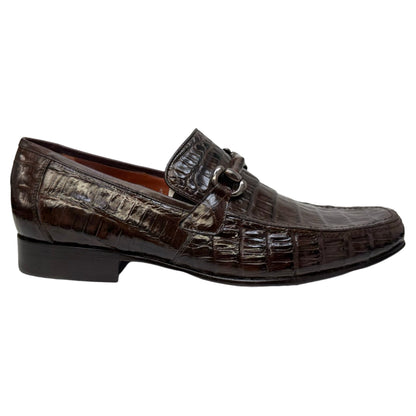Los Altos Brown All-Over Crocodile Belly Loafers - Dudes Boutique