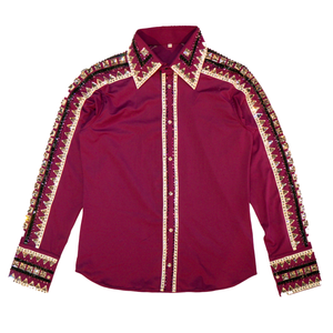 Kashani Purple Hyper Crystal Button-Up Zip Shirt - Dudes Boutique