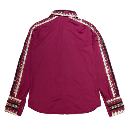Kashani Purple Hyper Crystal Button-Up Zip Shirt - Dudes Boutique