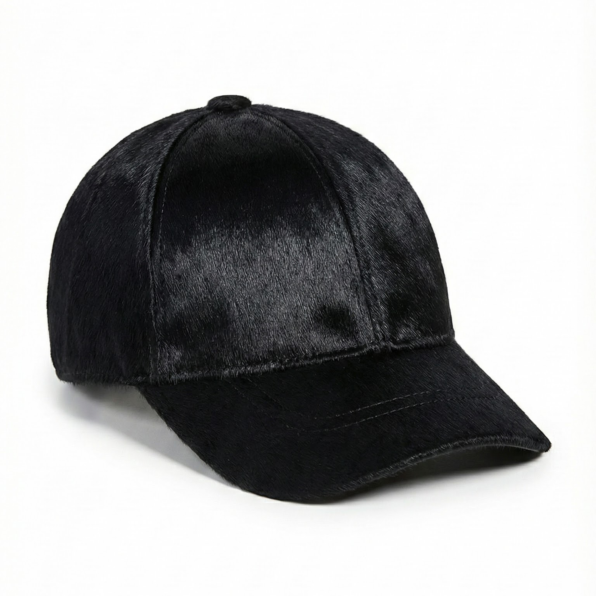 Kashani Black Pony Hair Base Ball Hat