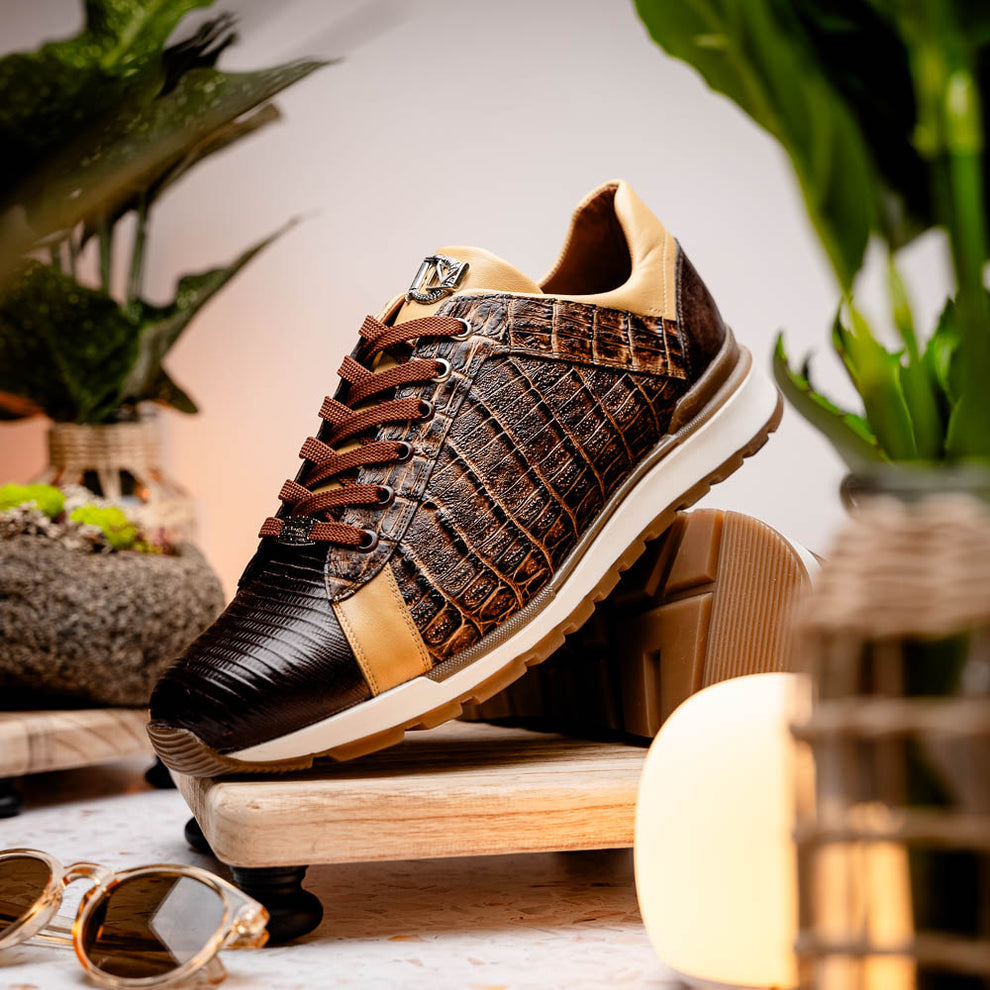Marco Di Milano Portici Orix Brown Caiman Crocodile & Lizard Sneakers - Dudes Boutique