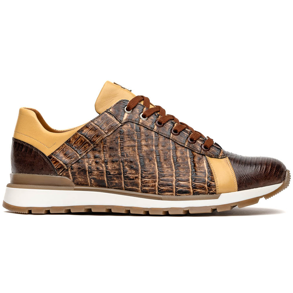 Marco Di Milano Portici Orix Brown Caiman Crocodile & Lizard Sneakers - Dudes Boutique