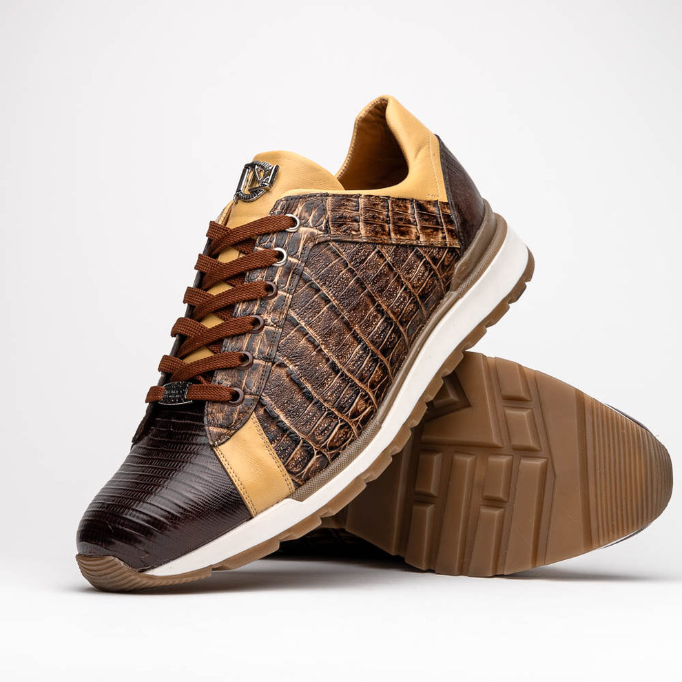 Marco Di Milano Portici Orix Brown Caiman Crocodile & Lizard Sneakers - Dudes Boutique