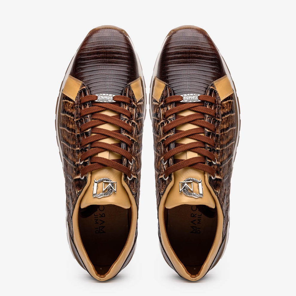 Marco Di Milano Portici Orix Brown Caiman Crocodile & Lizard Sneakers - Dudes Boutique