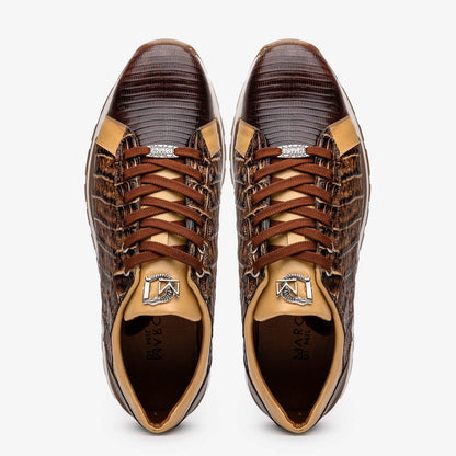 Marco Di Milano Portici Orix Brown Caiman Crocodile & Lizard Sneakers - Dudes Boutique