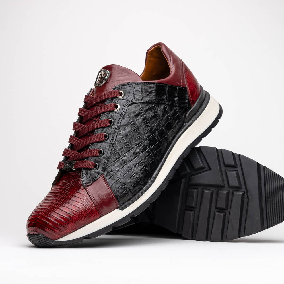 Marco Di Milano Portici Wine Caiman Crocodile & Lizard Sneakers - Dudes Boutique