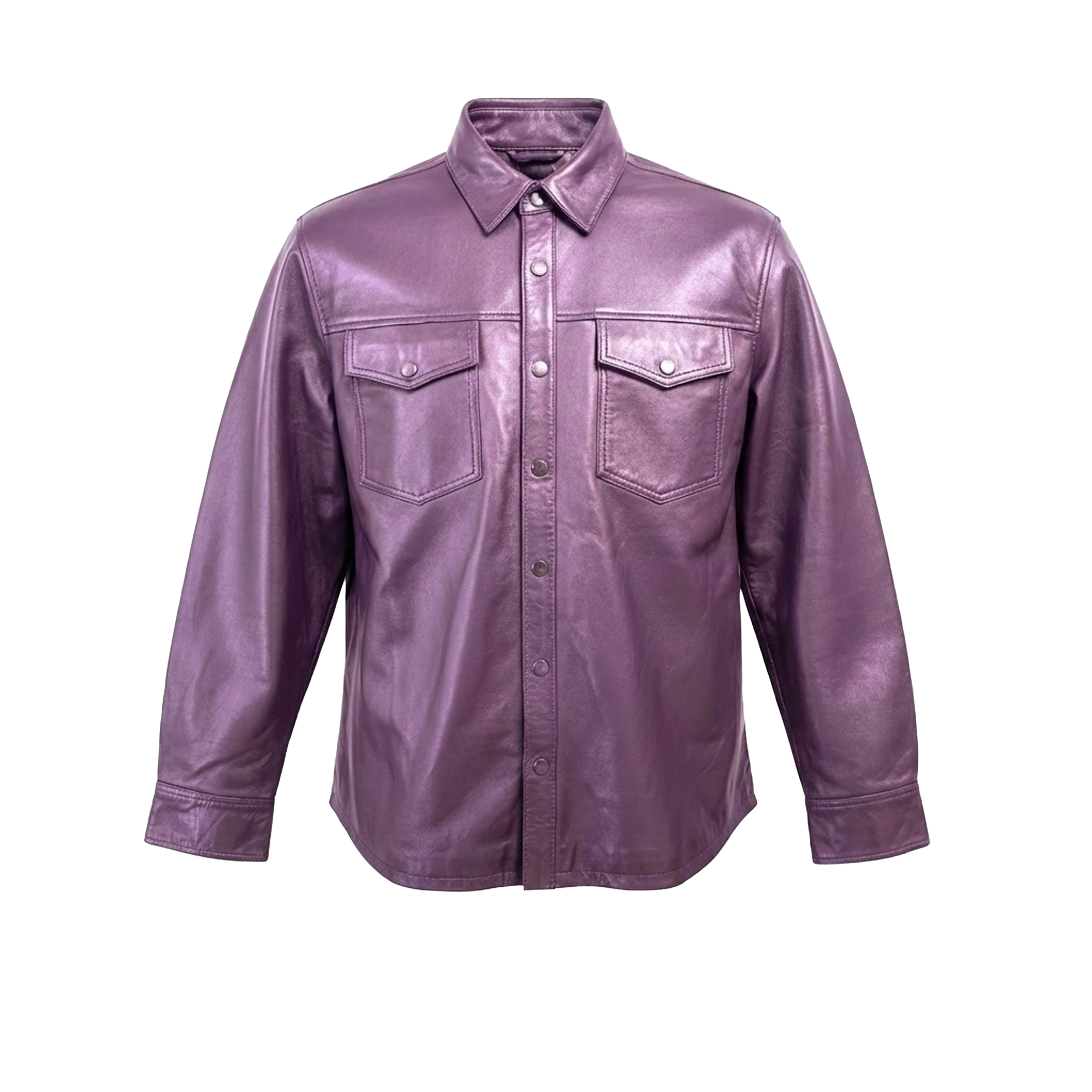 Kashani Men's Purple Lambskin Button-Up Shirt