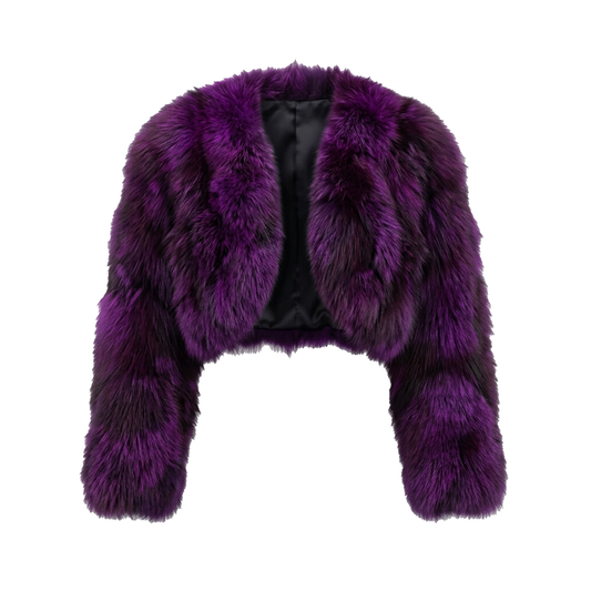 Kashani Women's Purple Fox Fur Cropped Jacket
