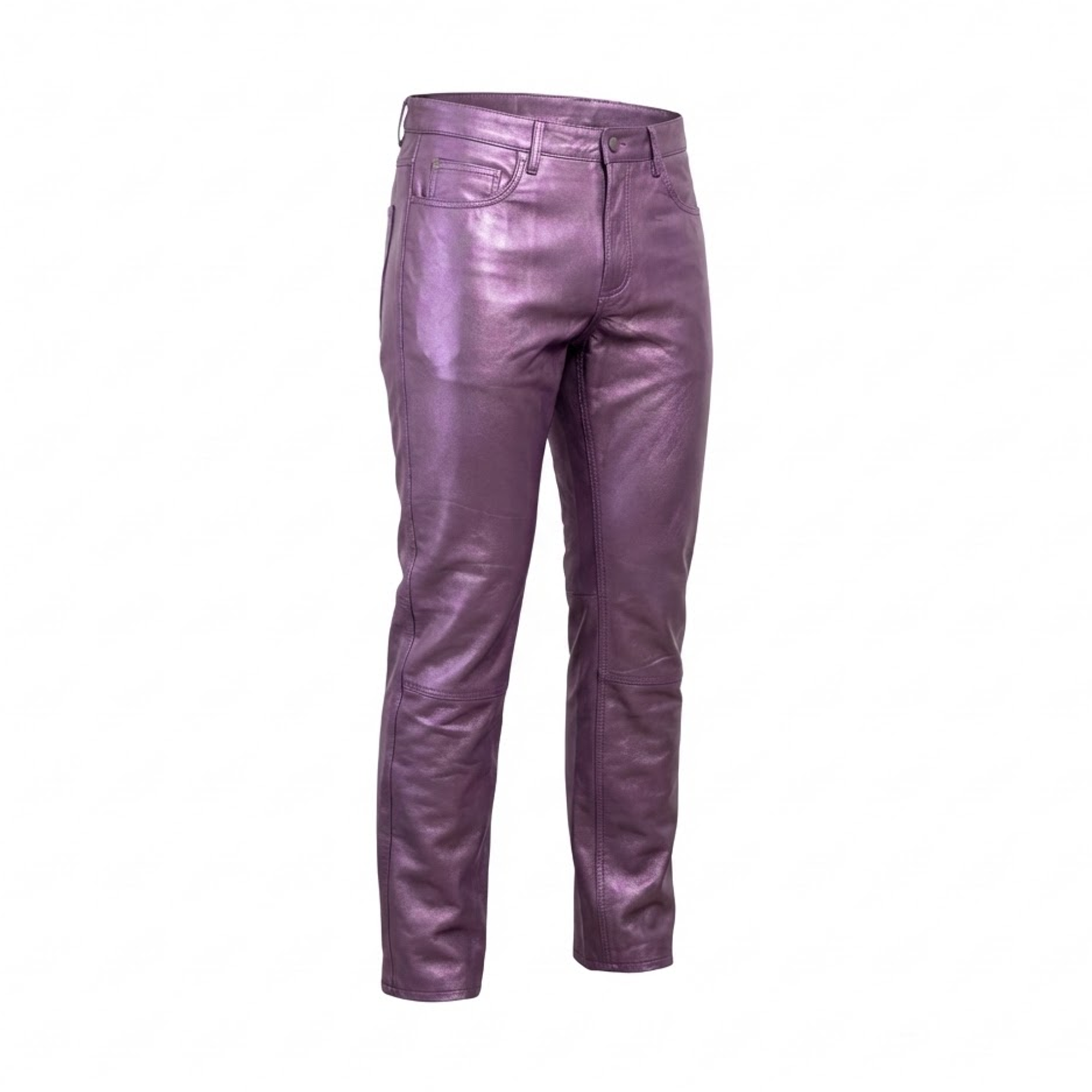 Kashani Men's Purple Lambskin Straight Cut Leather Pants