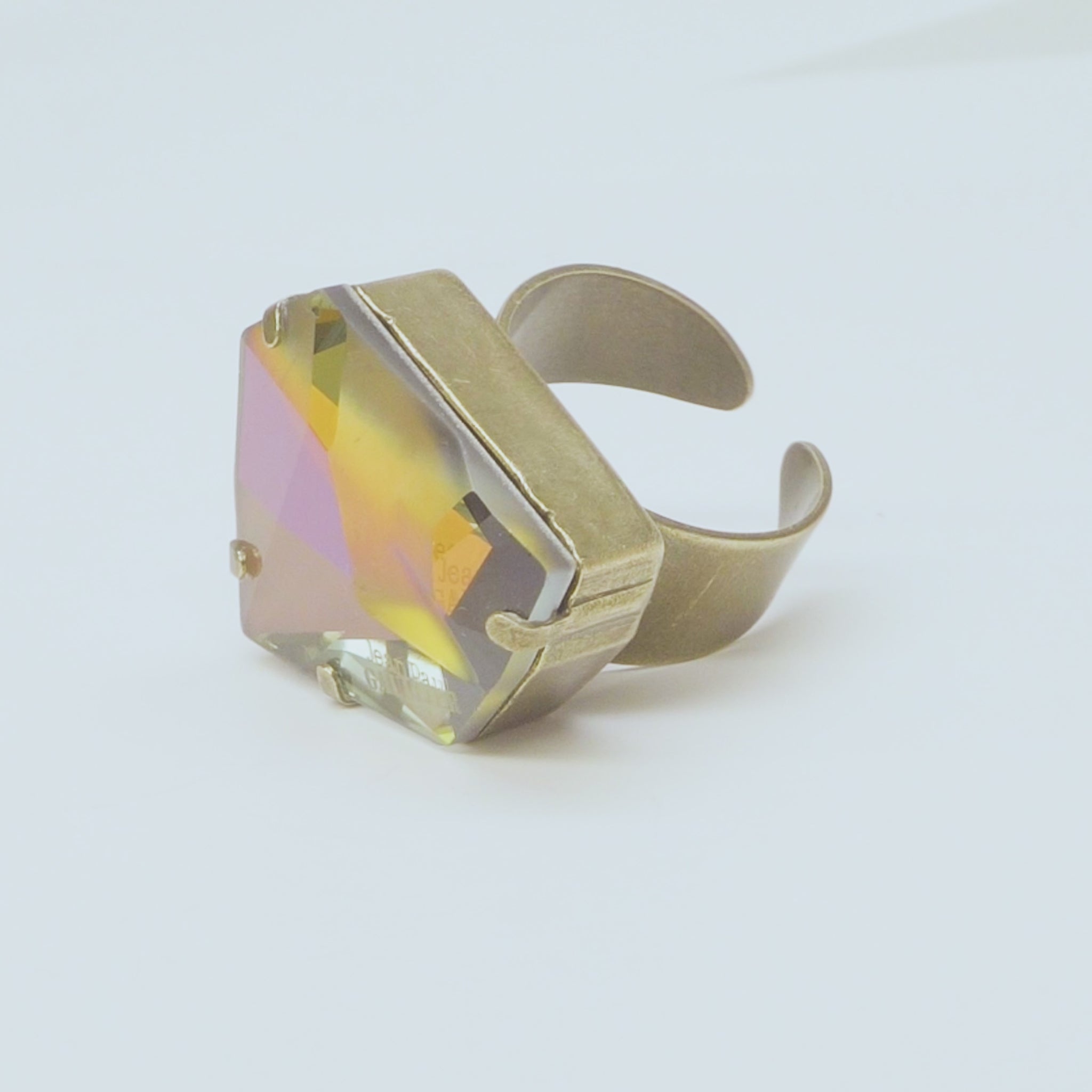 Nikolas Frangos x Jean Paul Gaultier Crystal Raw Cut Gold Ring - Dudes Boutique