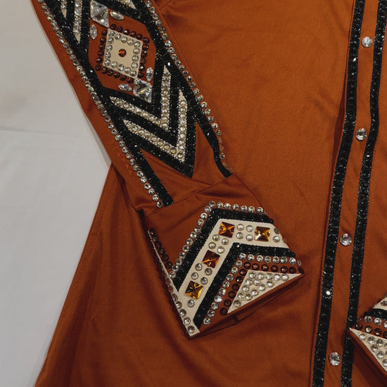Kashani Orange Squash Hyper Crystal Button-Up Zip Shirt - Dudes Boutique