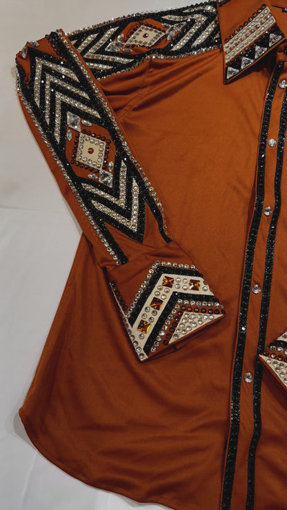 Kashani Orange Squash Hyper Crystal Button-Up Zip Shirt - Dudes Boutique
