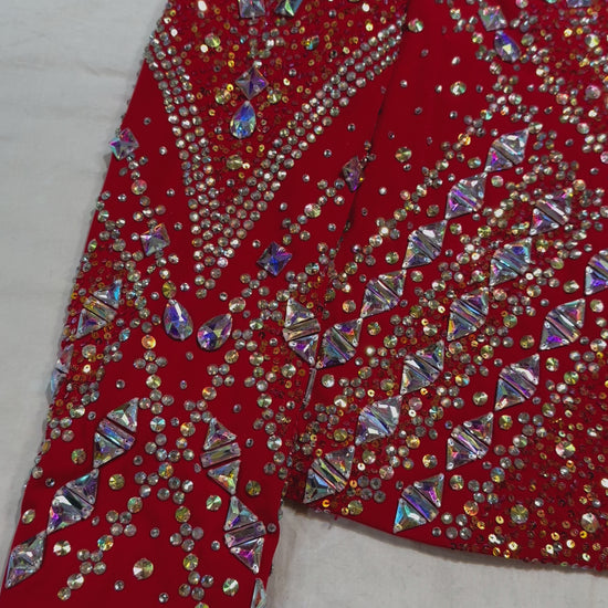 Kashani Red Crimson Silver Hyper Crystal Jacket - Dudes Boutique