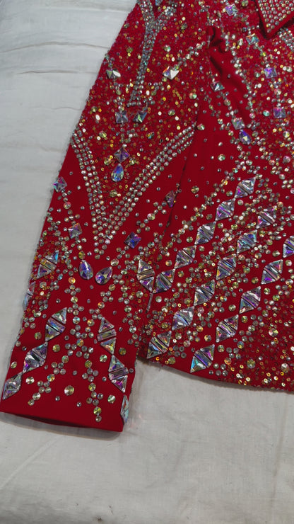 Kashani Red Crimson Silver Hyper Crystal Jacket - Dudes Boutique