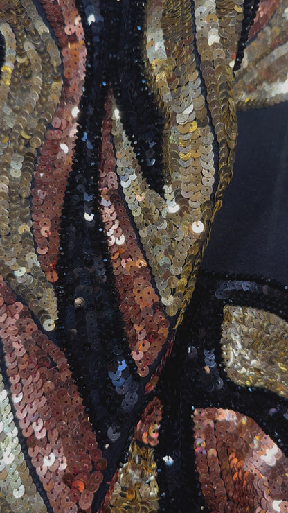 Kashani Hyper 3tone Gold Sequin Tiger Bomber Jacket