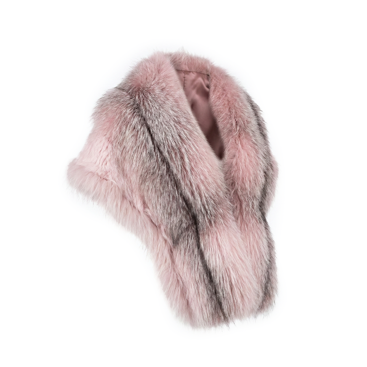 Kashani pink and natural silver fox fur collar