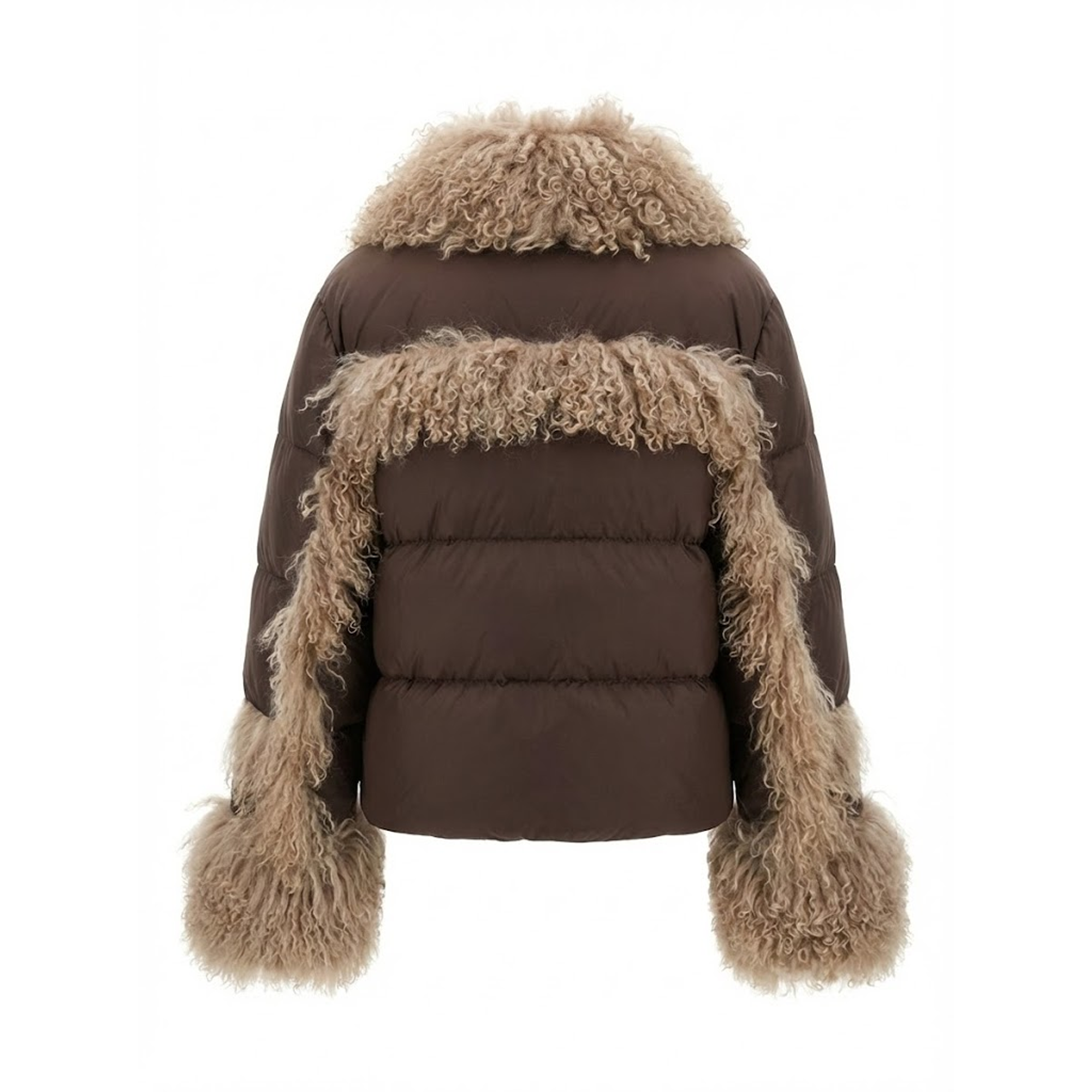 Kashani Women's Mongolian Lamb Trim Puffer Jacket