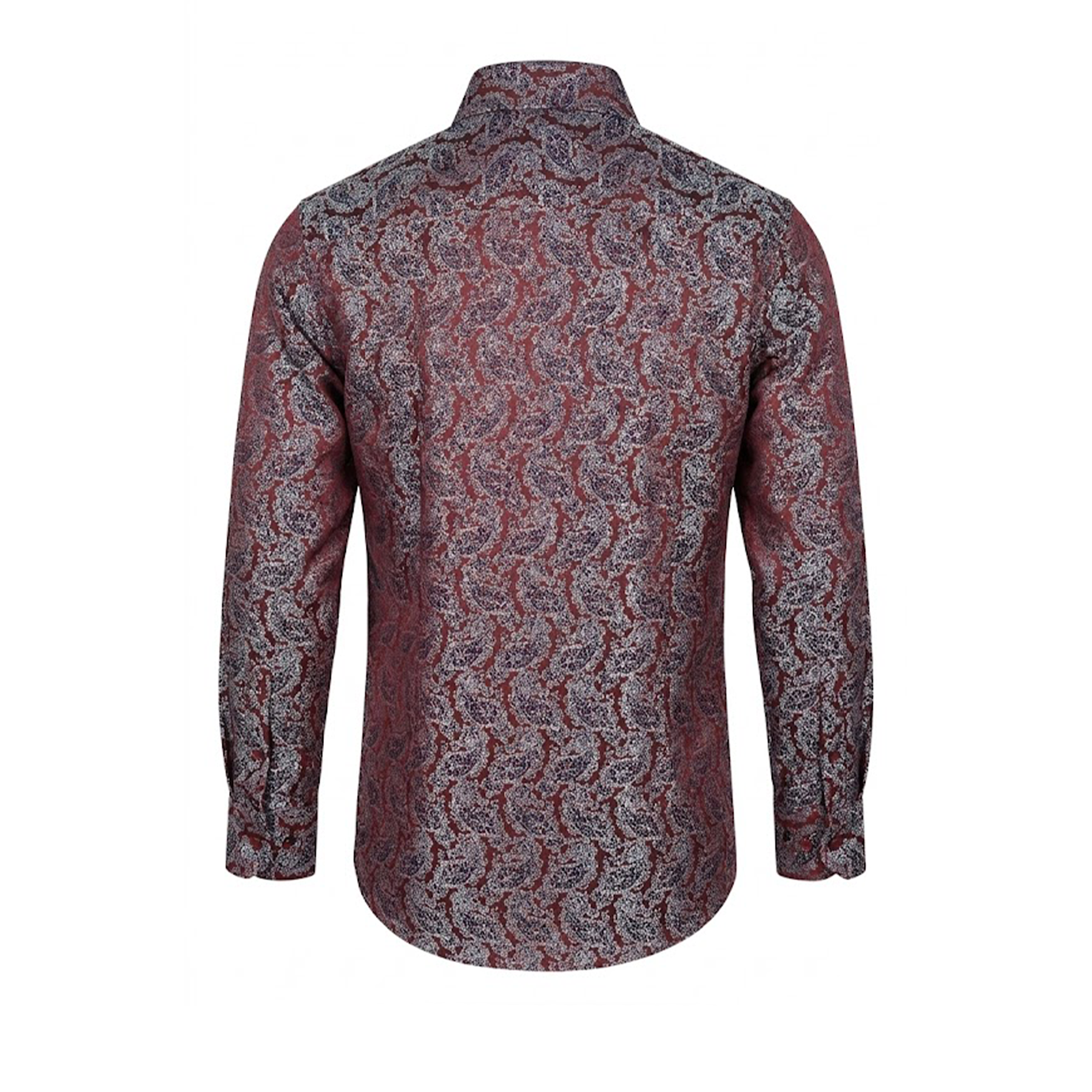 Leoni T821 Burgundy Paisley Button Up Shirt