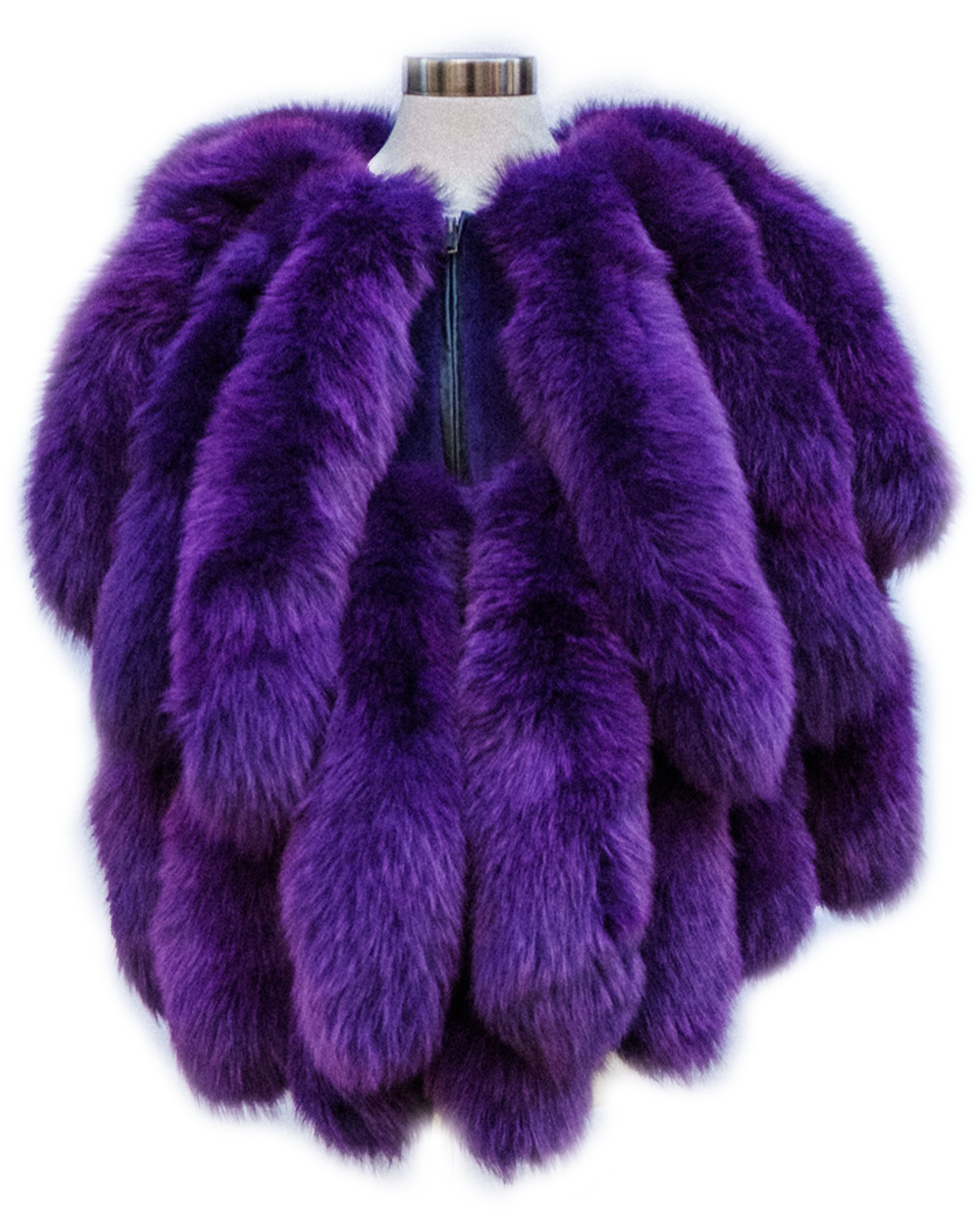 Kashani Women's Purple All Over Fox Tails Fur Poncho - Dudes Boutique