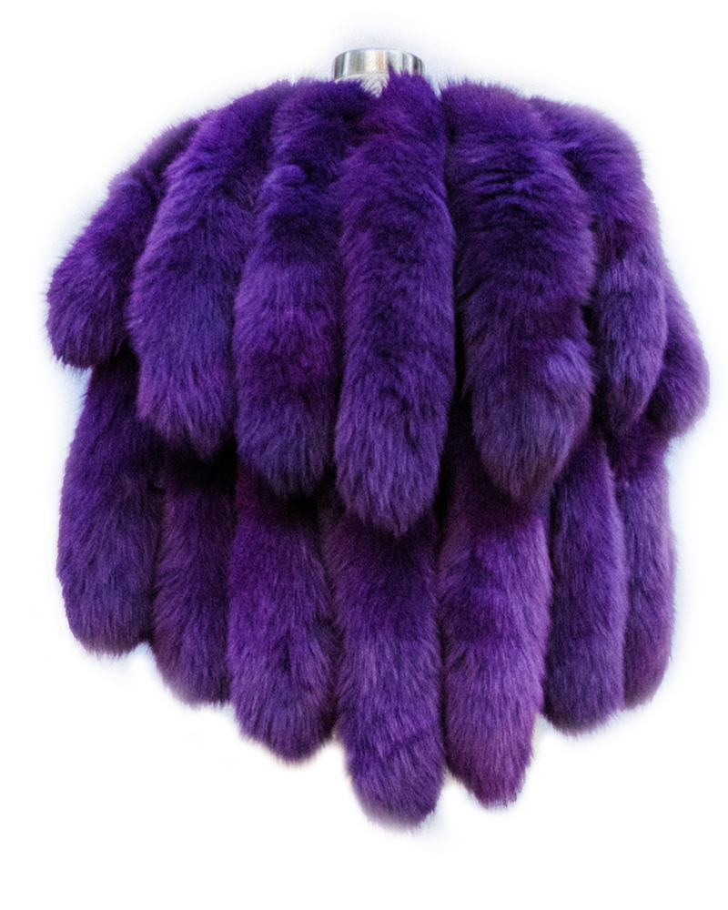 Kashani Women's Purple All Over Fox Tails Fur Poncho - Dudes Boutique