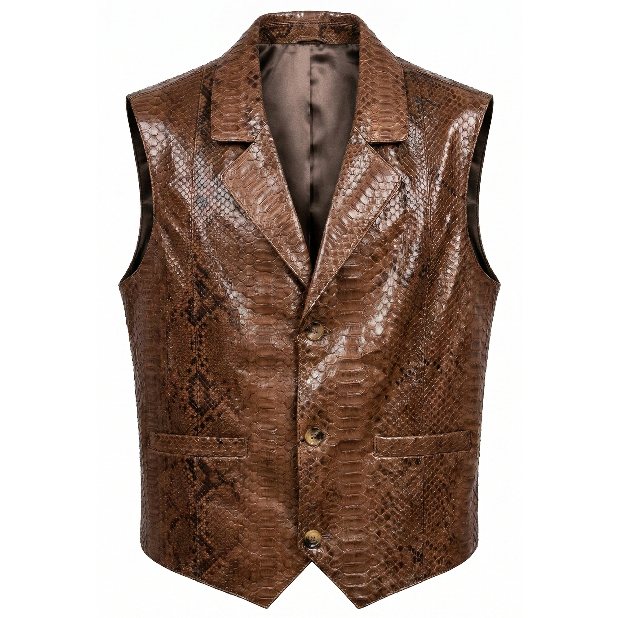Luca Della Men's Natural Brown Python Vest
