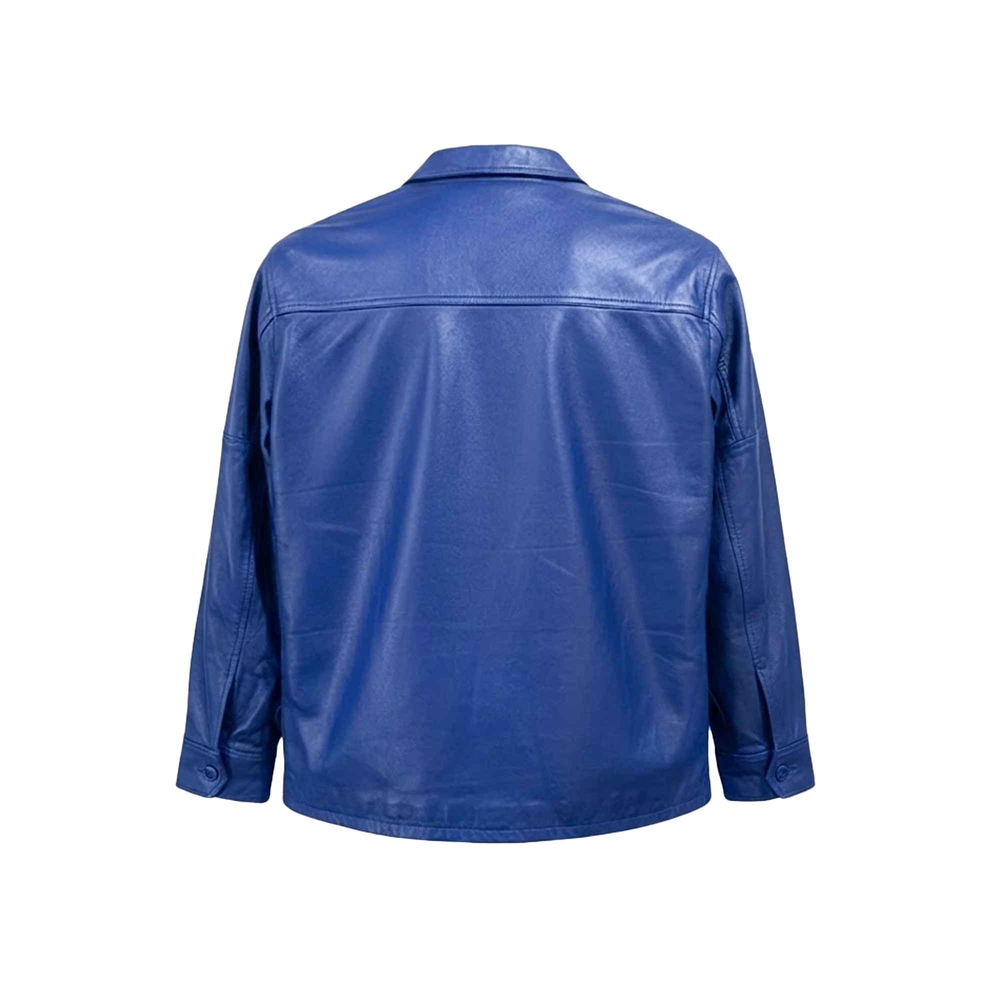Kashani Men's Royal Blue Lambskin Button-Up Shirt